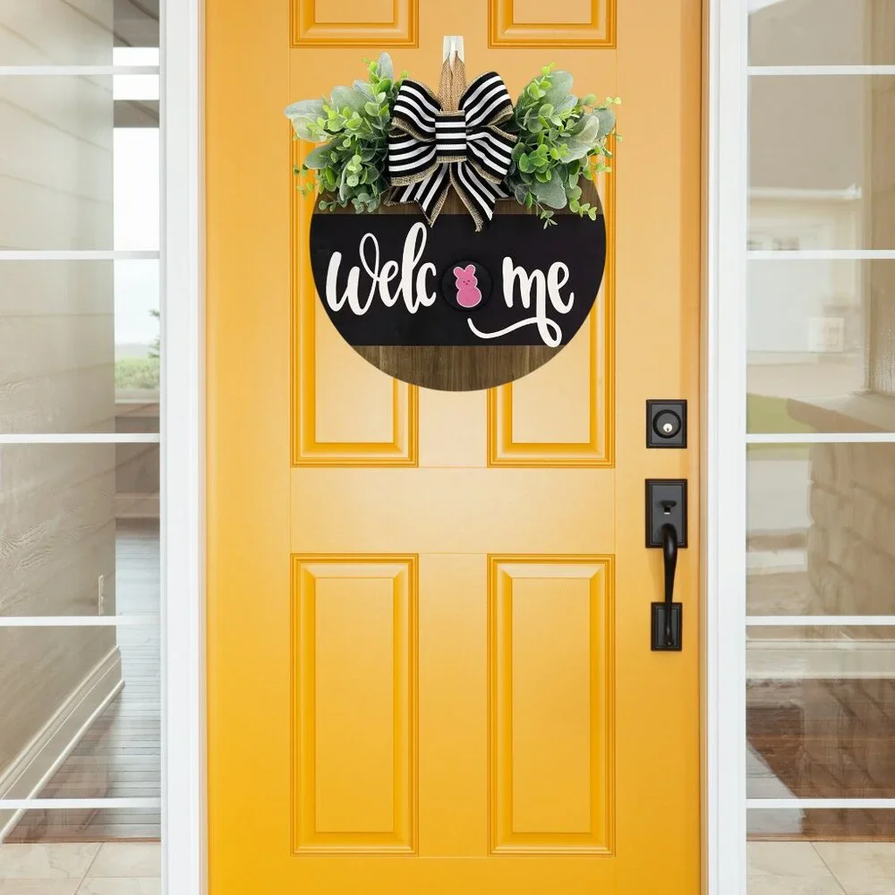 Welcome Sign Wreath for Front Door with Seasonal Designs 12